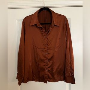 SHEIN curve silk button down